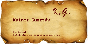 Kaincz Gusztáv névjegykártya